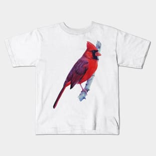 Northern Cardinal in Spring painting (no background) Kids T-Shirt